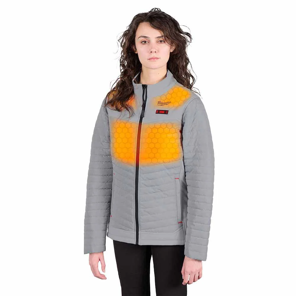 Milwaukee F102G-21 M12 Women's Gray Axis Jacket with (1) 3.0 Ah Battery and Charger - Builderot