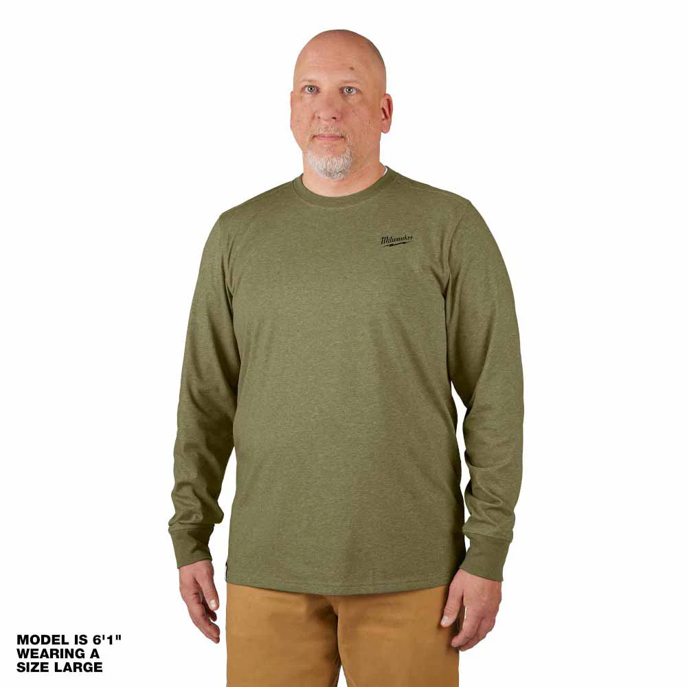 Milwaukee 604GN Hybrid Work Tee - Long Sleeve - Green - Builderot