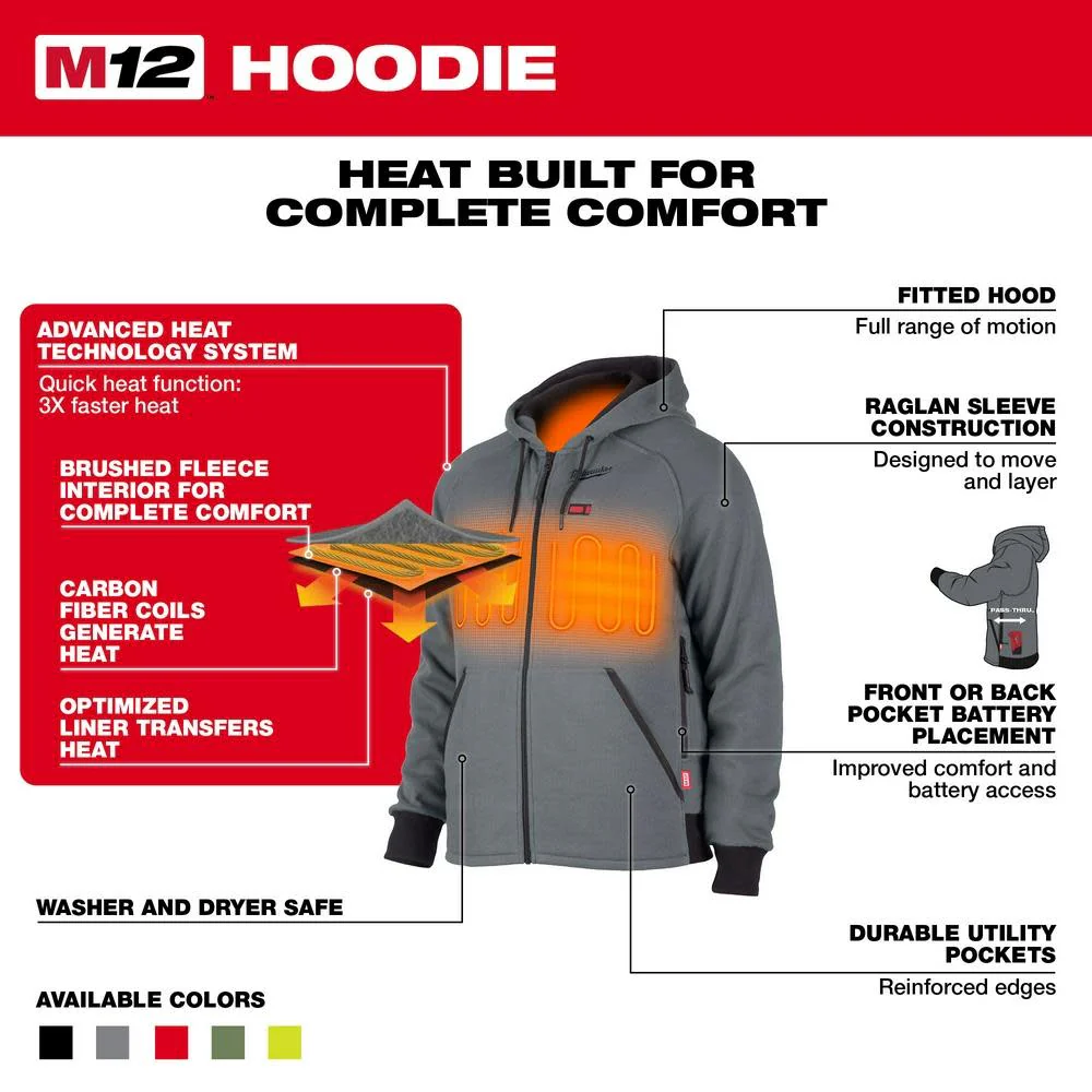 Milwaukee 306G-20 M12 Heated Hoodie Gray (Hoodie Only) - Builderot
