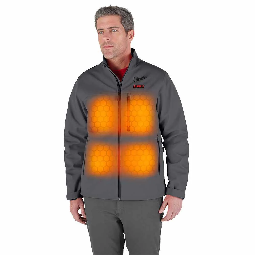 Milwaukee M100G-21 M12 Heated Gray Toughshell Jacket with (1) 3.0 Ah Battery and Charger - Builderot