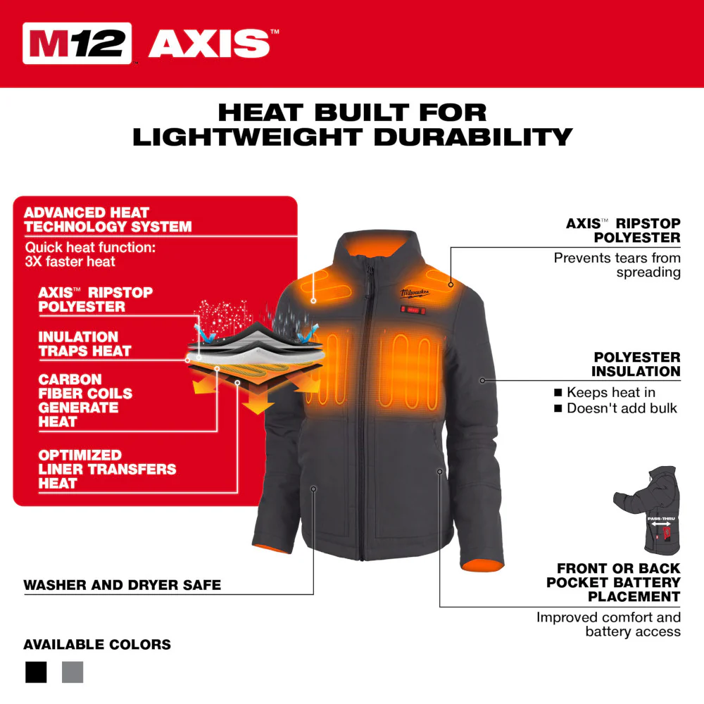 Milwaukee 234B-21 M12 Women's Heated AXIS Jacket Kit Black - Builderot