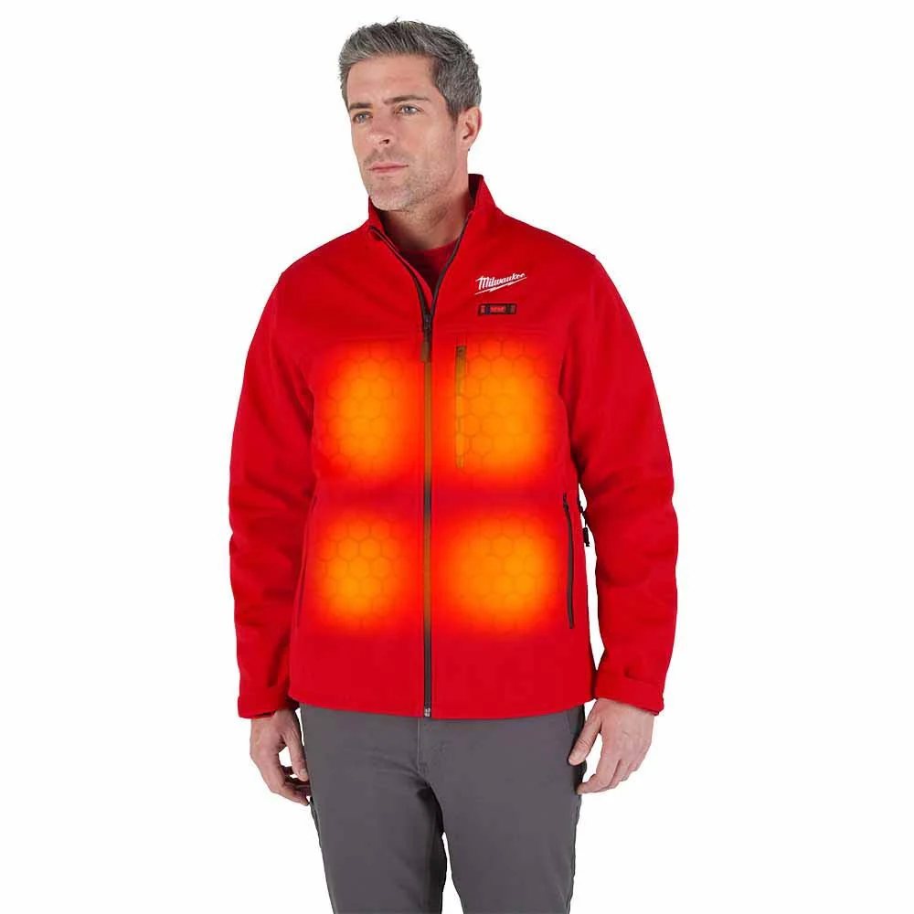 Milwaukee M100R-21 M12 Heated Red Toughshell Jacket with (1) 3.0 Ah Battery and Charger - Builderot