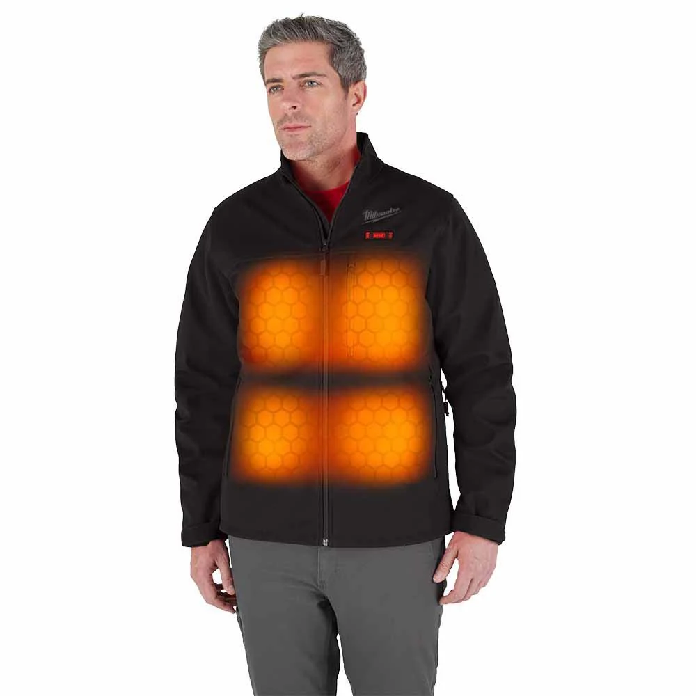 Milwaukee M100B-21 M12 Heated Black Toughshell Jacket with (1) 3.0 Ah Battery and Charger - Builderot