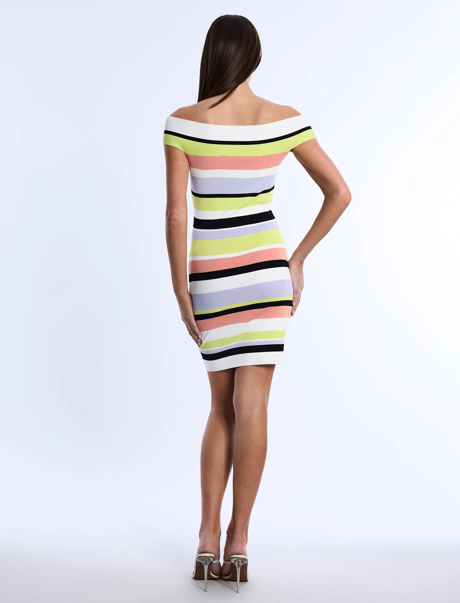 Stripe Knit Off-Shoulder Dress - Builderot