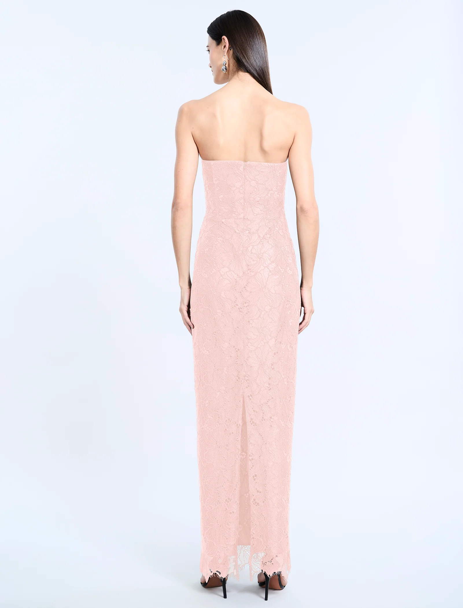 Lace Strapless V Neckline Gown - Builderot