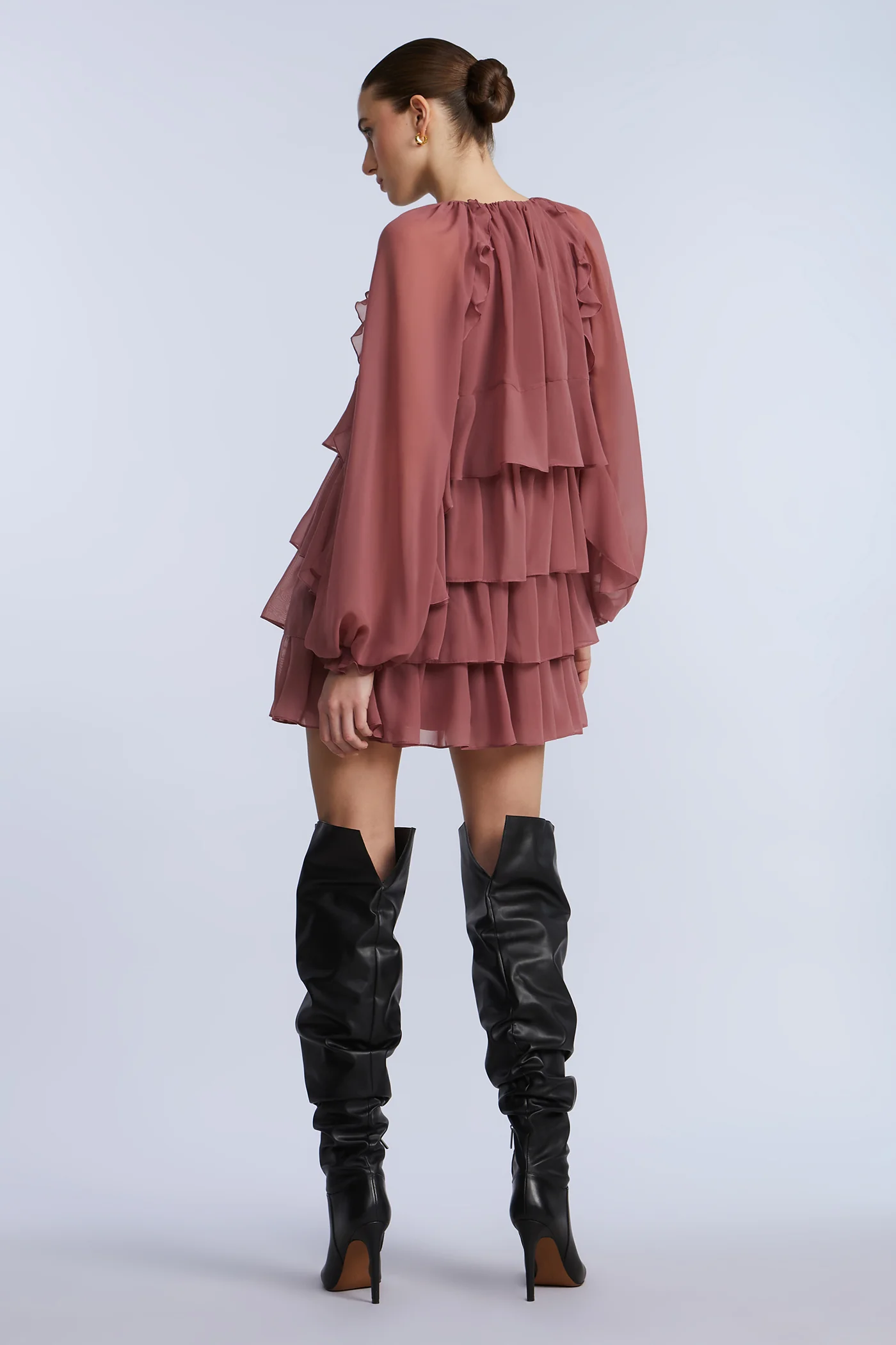 Chiffon Ruffle Mini Dress - Builderot
