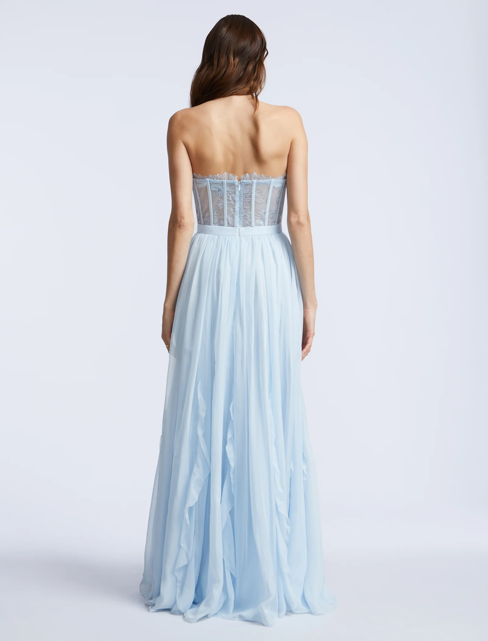 Lace Bodice Chiffon Rufle Gown - Builderot