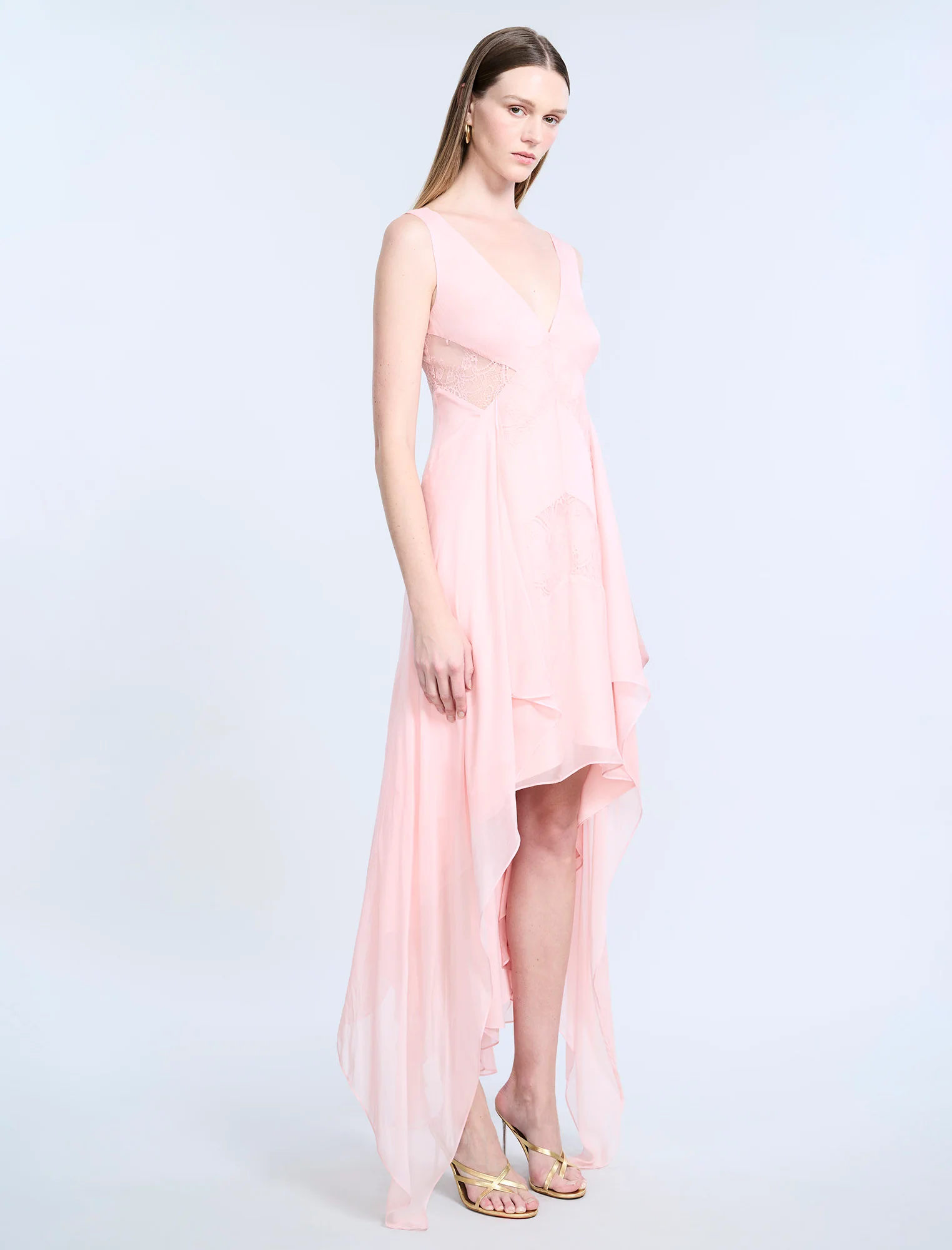 Lace Applique Chiffon Dress - Builderot