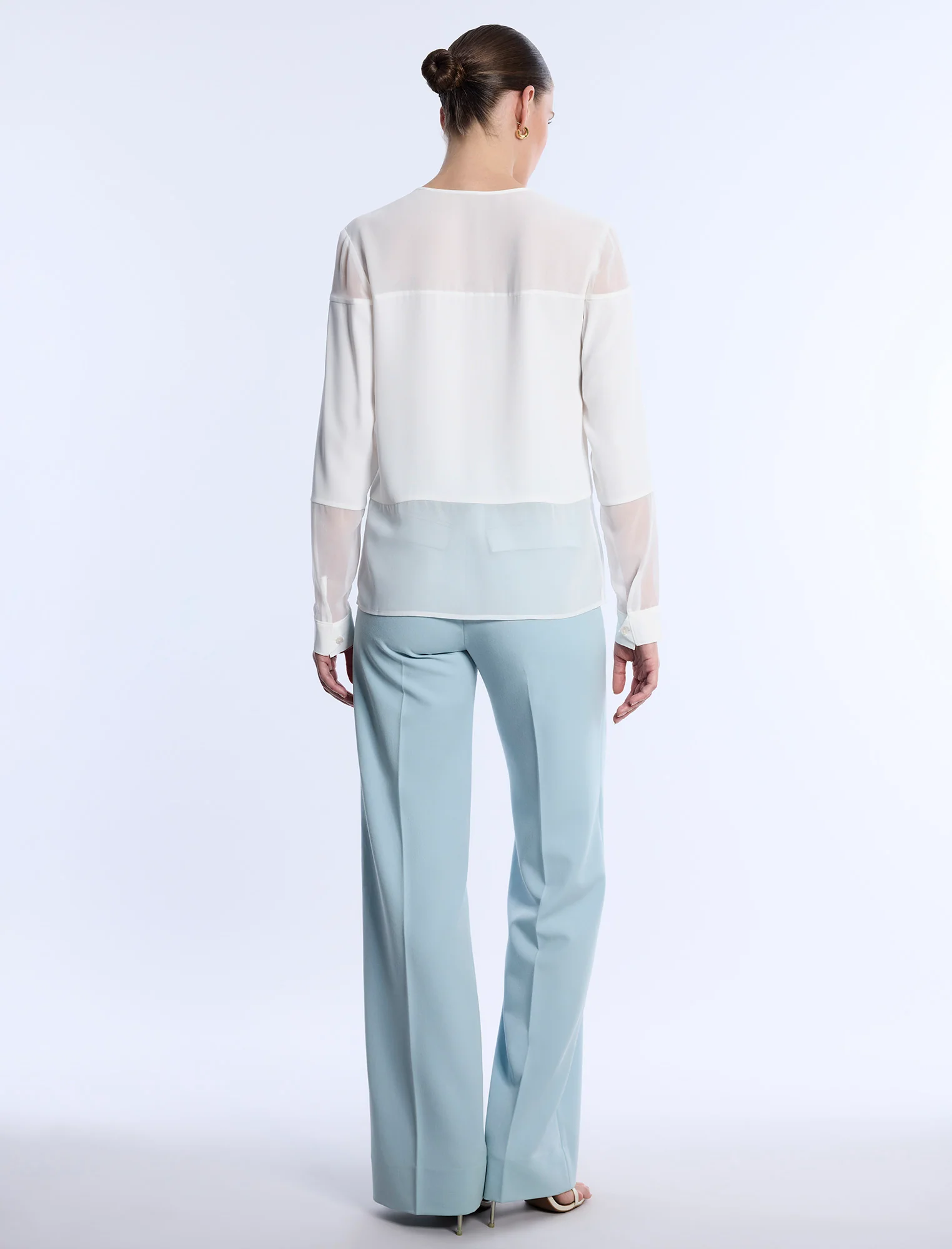 Sheer Panel Blouse - Builderot