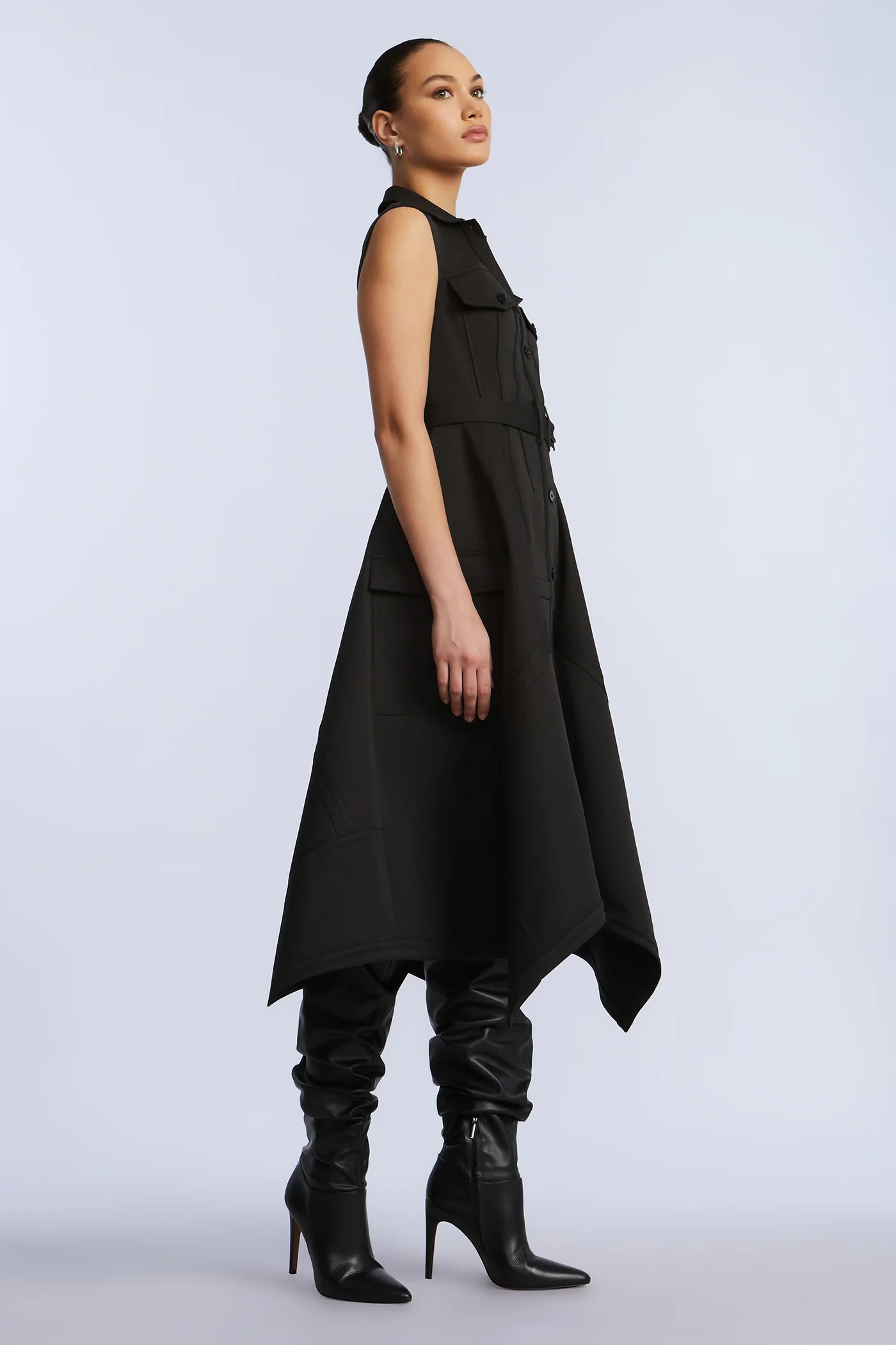 Scarf Hem Taffeta Twill Dress - Builderot