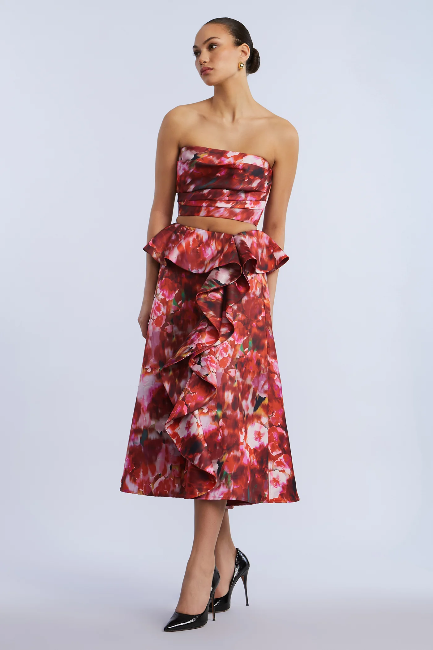 Printed Cascade Midi Skirt - Builderot