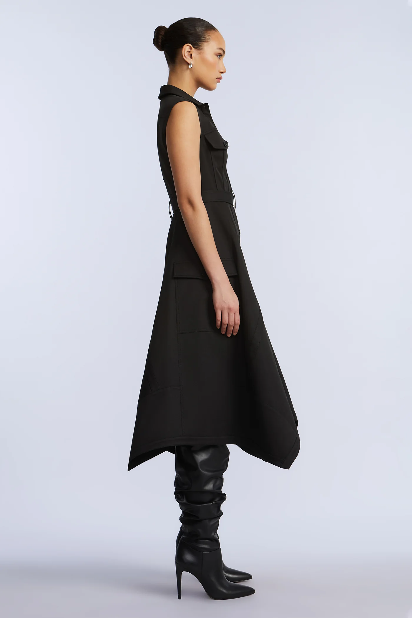 Scarf Hem Taffeta Twill Dress - Builderot