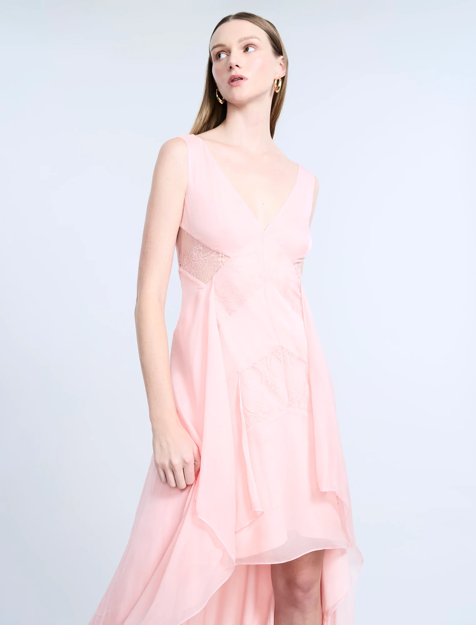 Lace Applique Chiffon Dress - Builderot