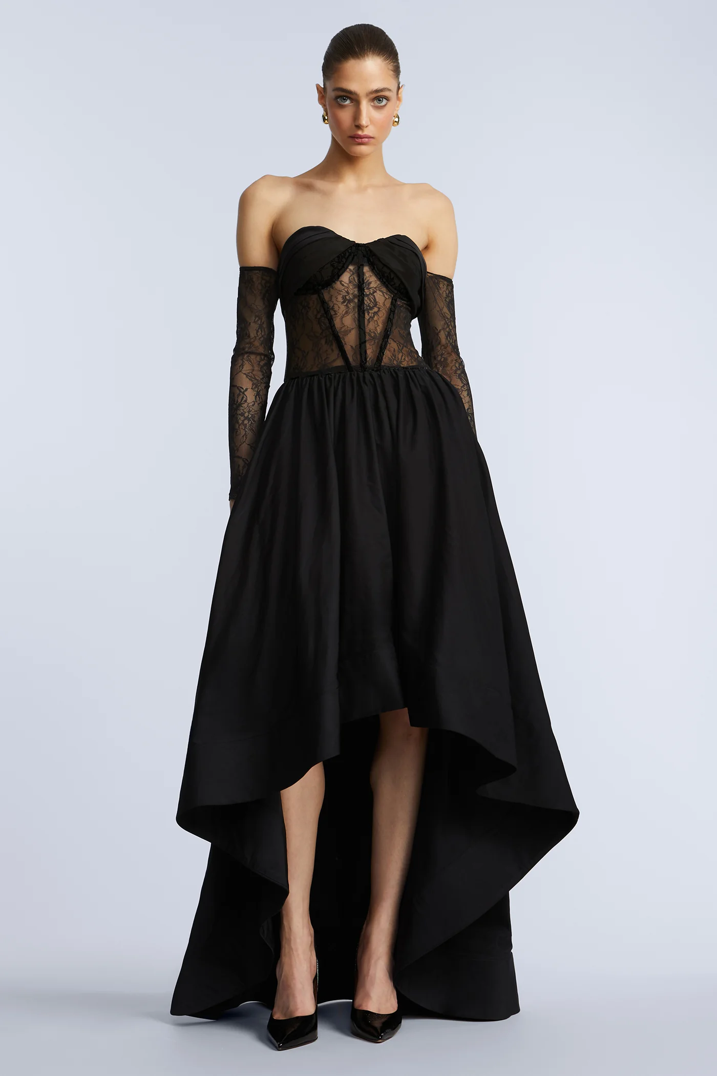 Lace Taffeta High-Low Gown - Builderot