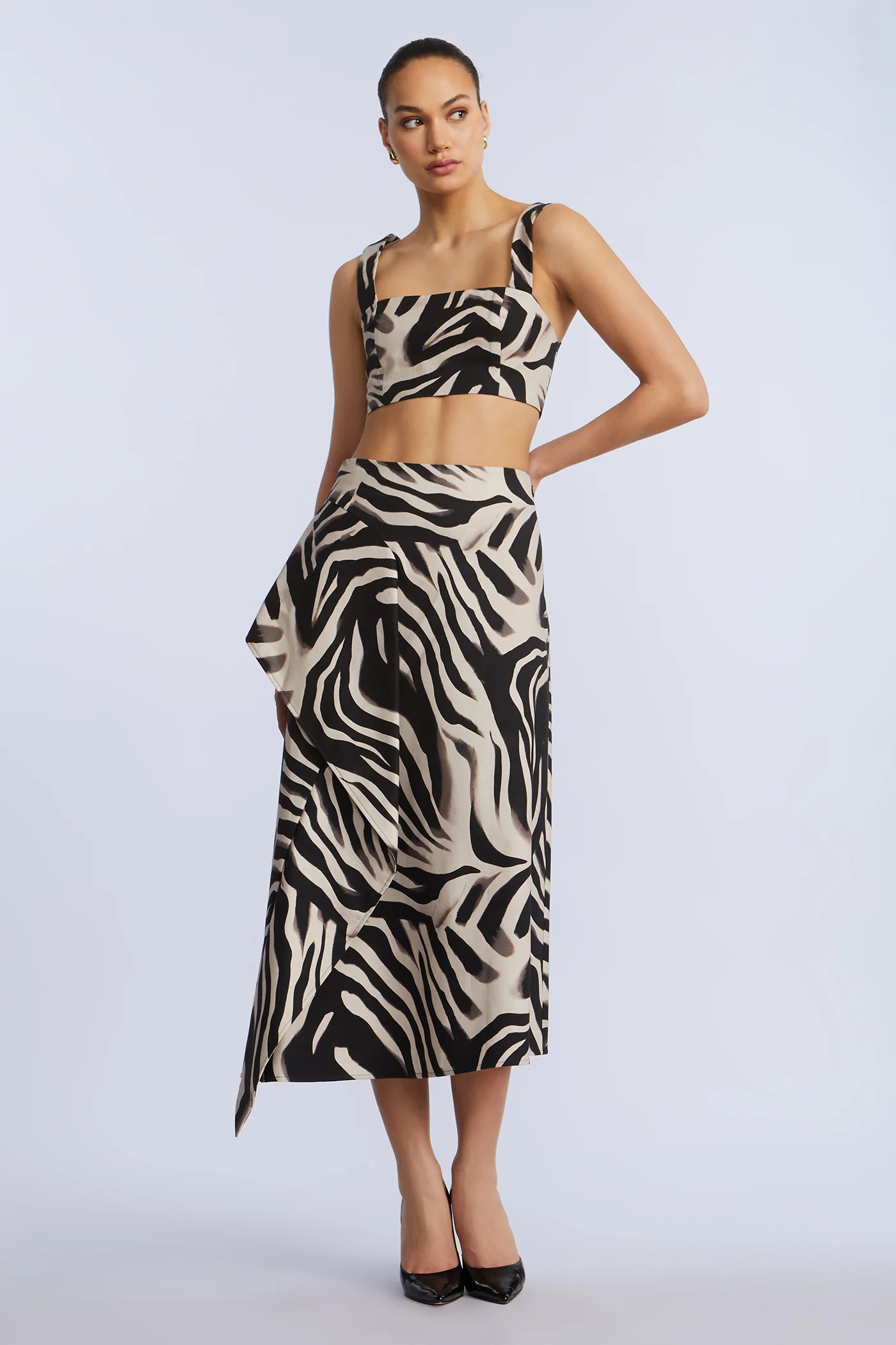 Printed Side Panel Midi Skirt - Builderot