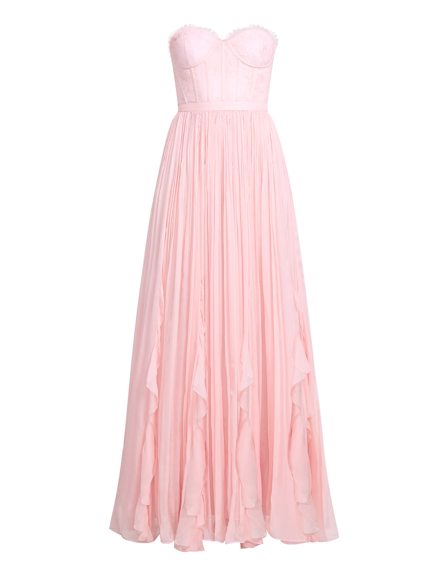 Lace Bodice Chiffon Rufle Gown - Builderot