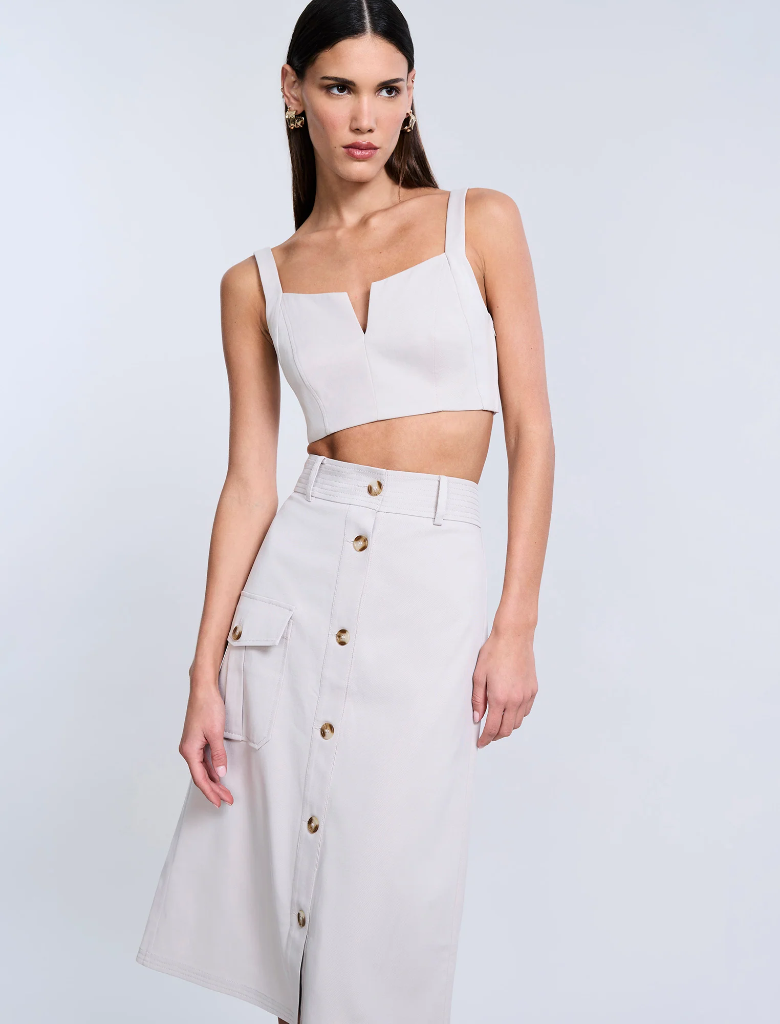 Button Front Cargo Skirt - Builderot