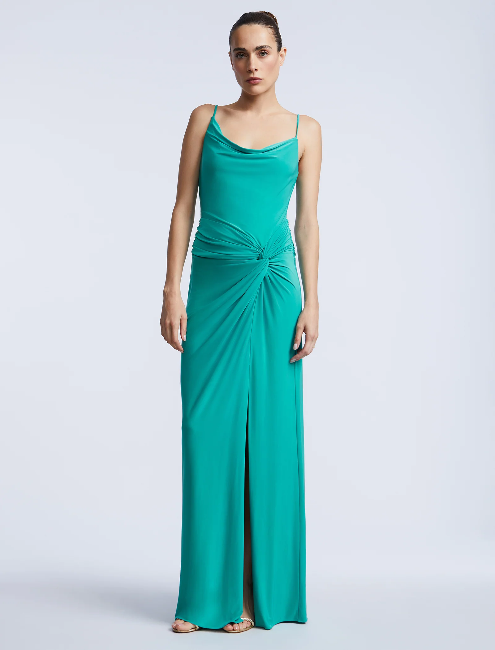 Cowl Draped Gown With Twist - Builderot