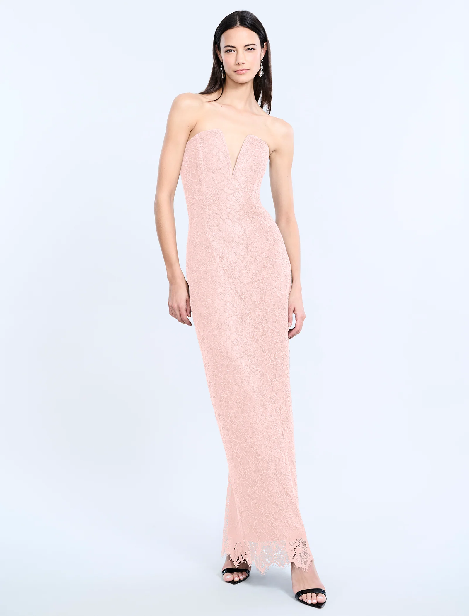 Lace Strapless V Neckline Gown - Builderot
