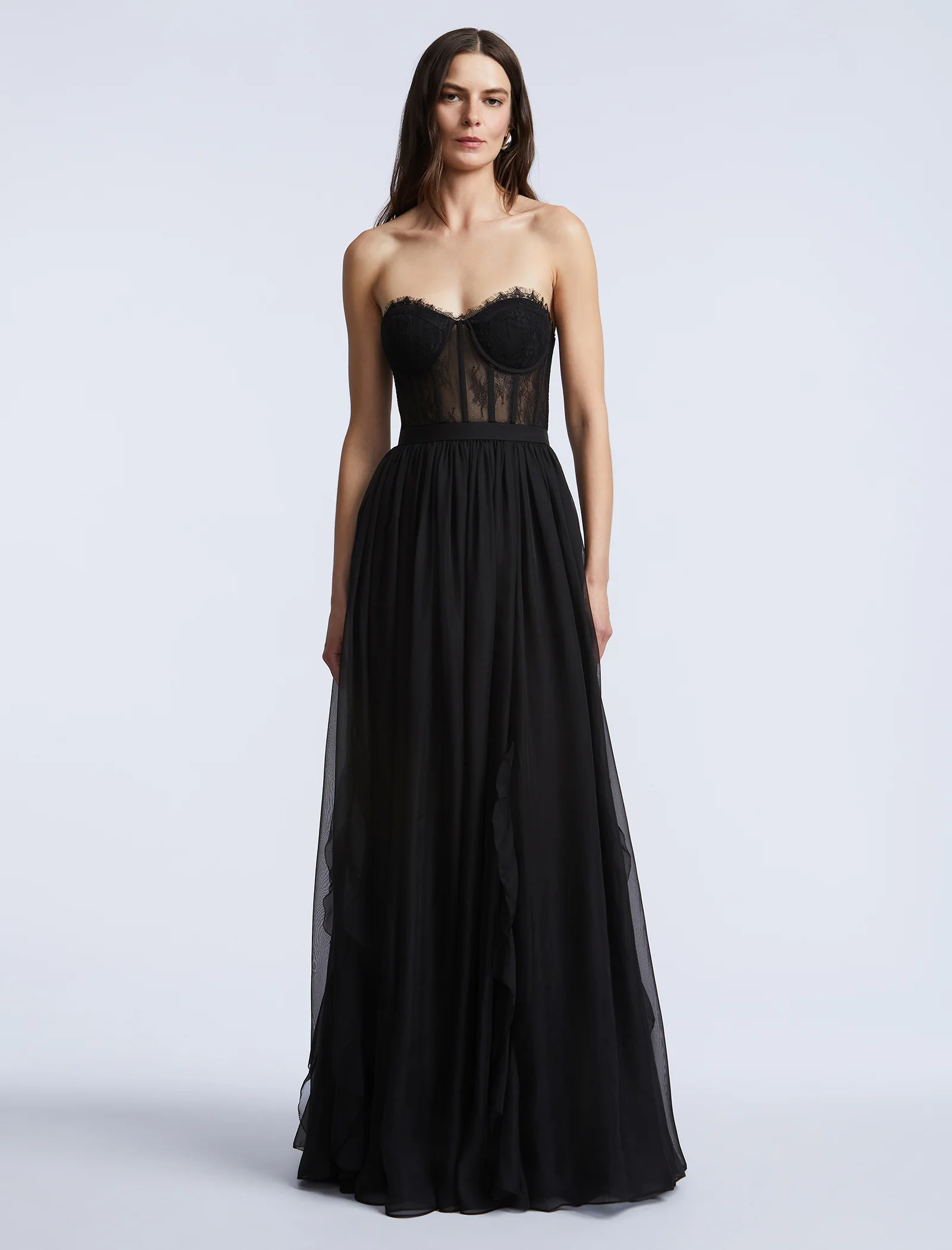 Lace Bodice Chiffon Rufle Gown - Builderot