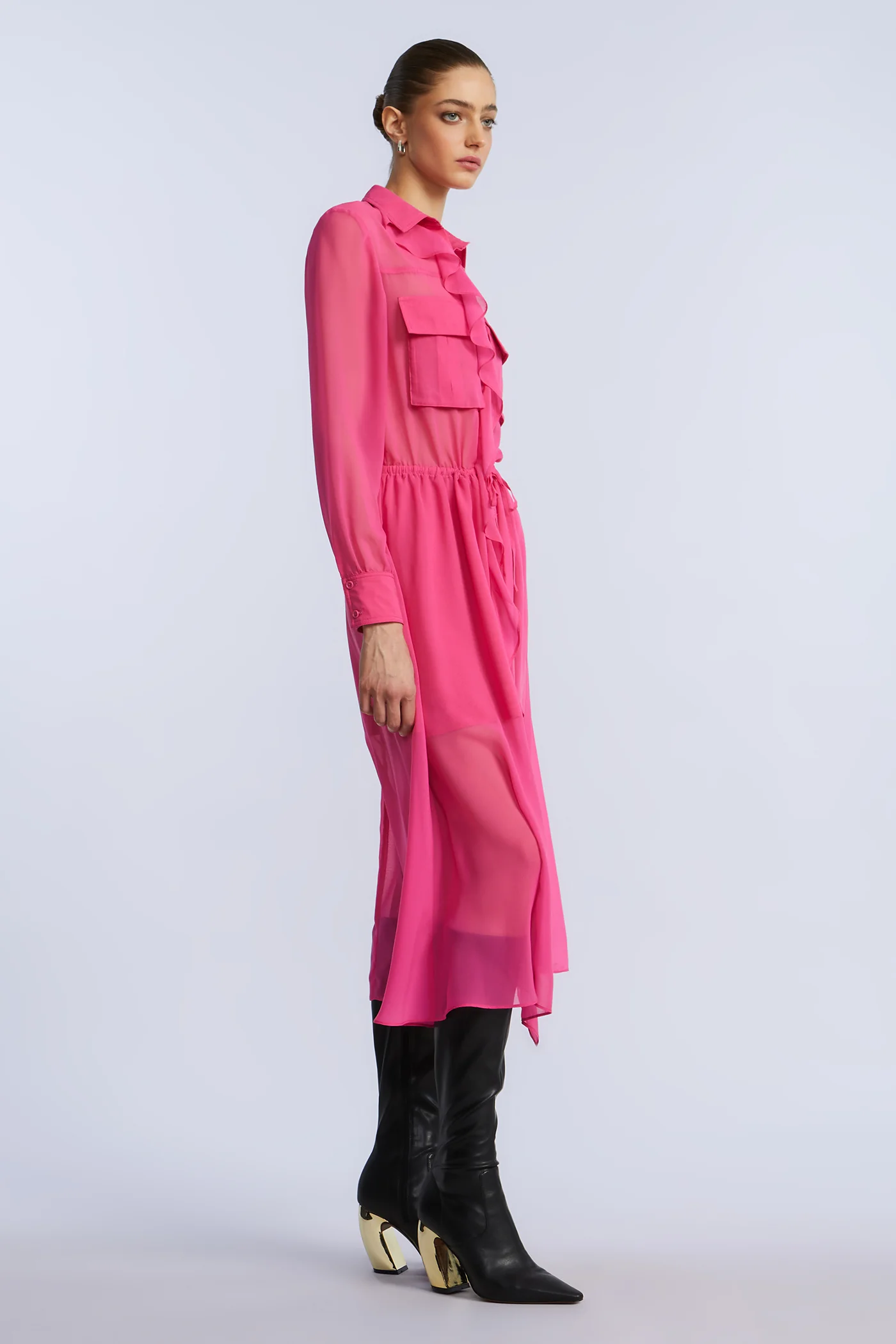 Solid Ruffle Dress - Builderot