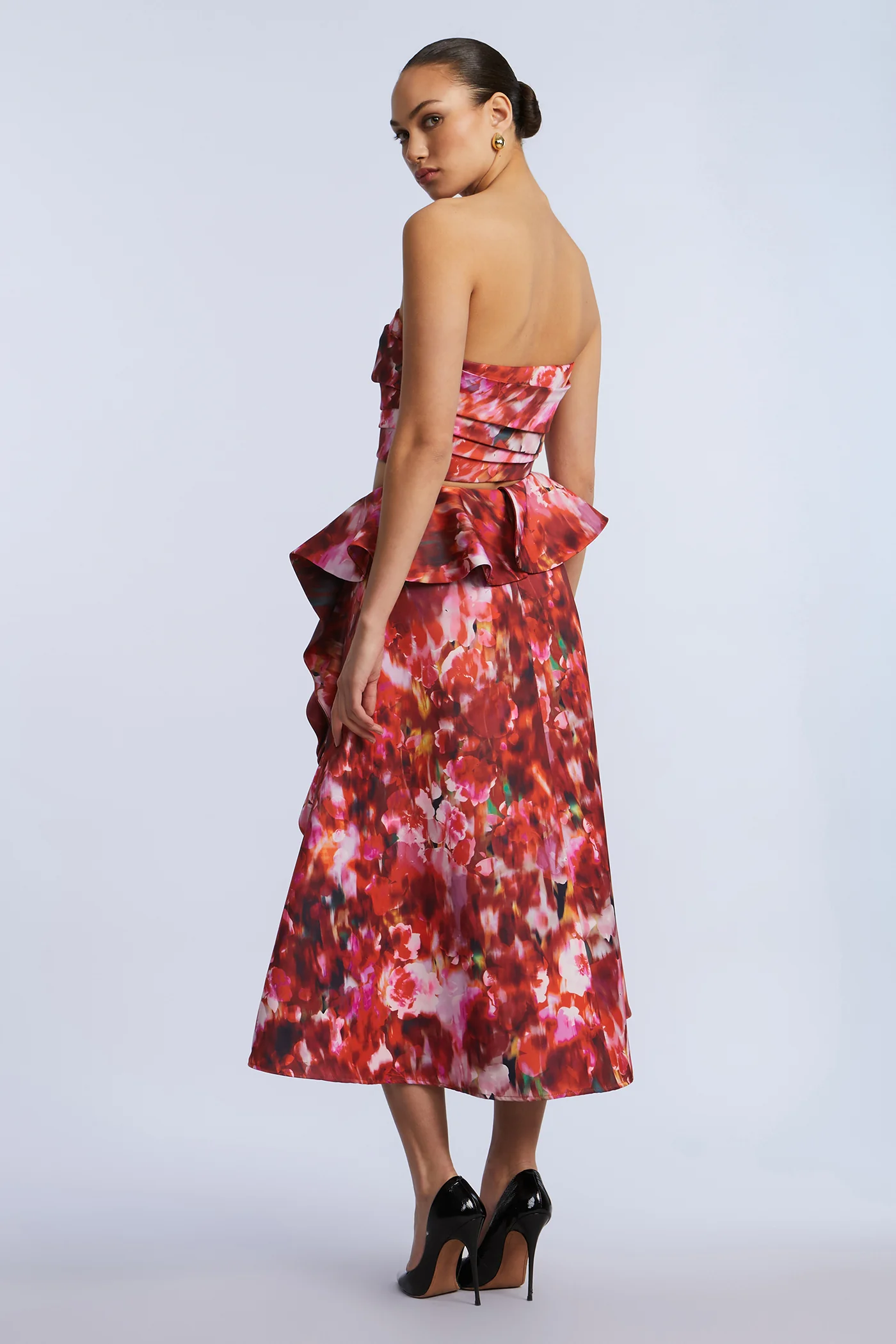 Printed Cascade Midi Skirt - Builderot