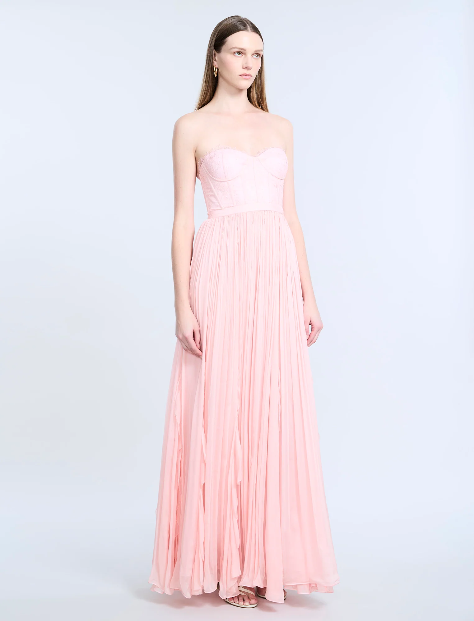 Lace Bodice Chiffon Rufle Gown - Builderot