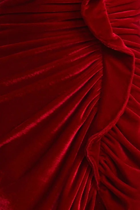 Strapless Velvet Ruffle Dress - Builderot