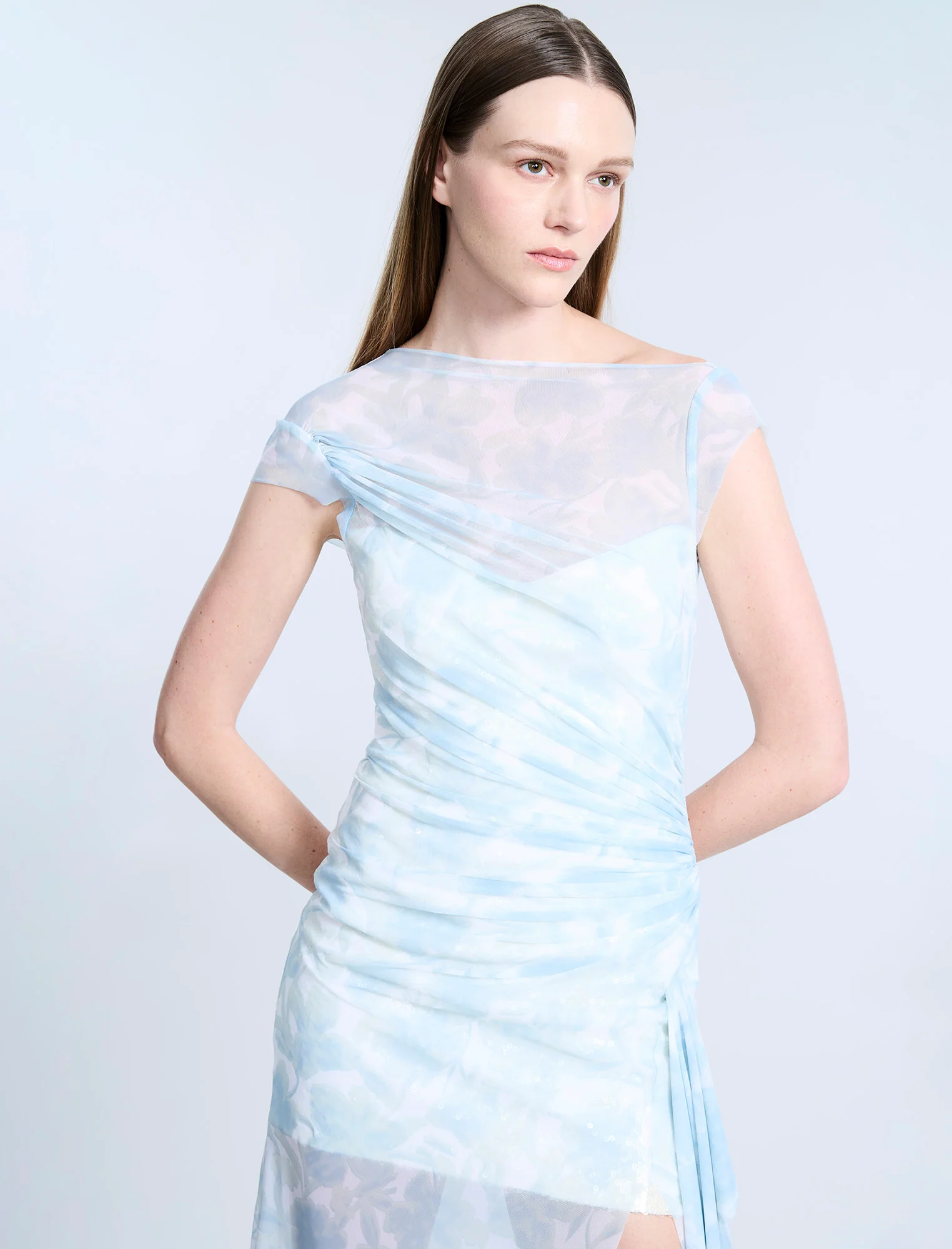 Mesh & Sequin Midi Dress - Builderot