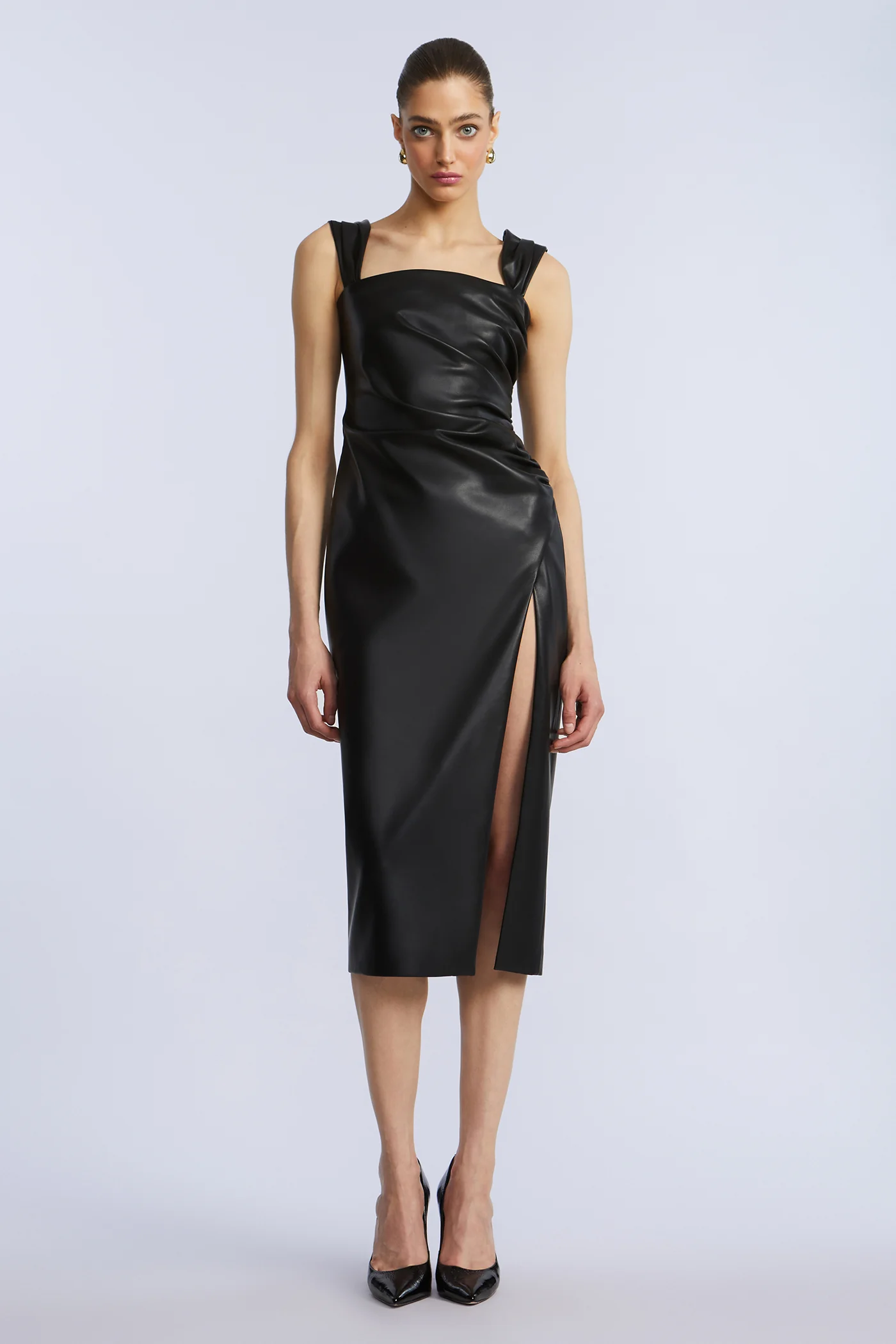 Leather Dress With Slit - Builderot