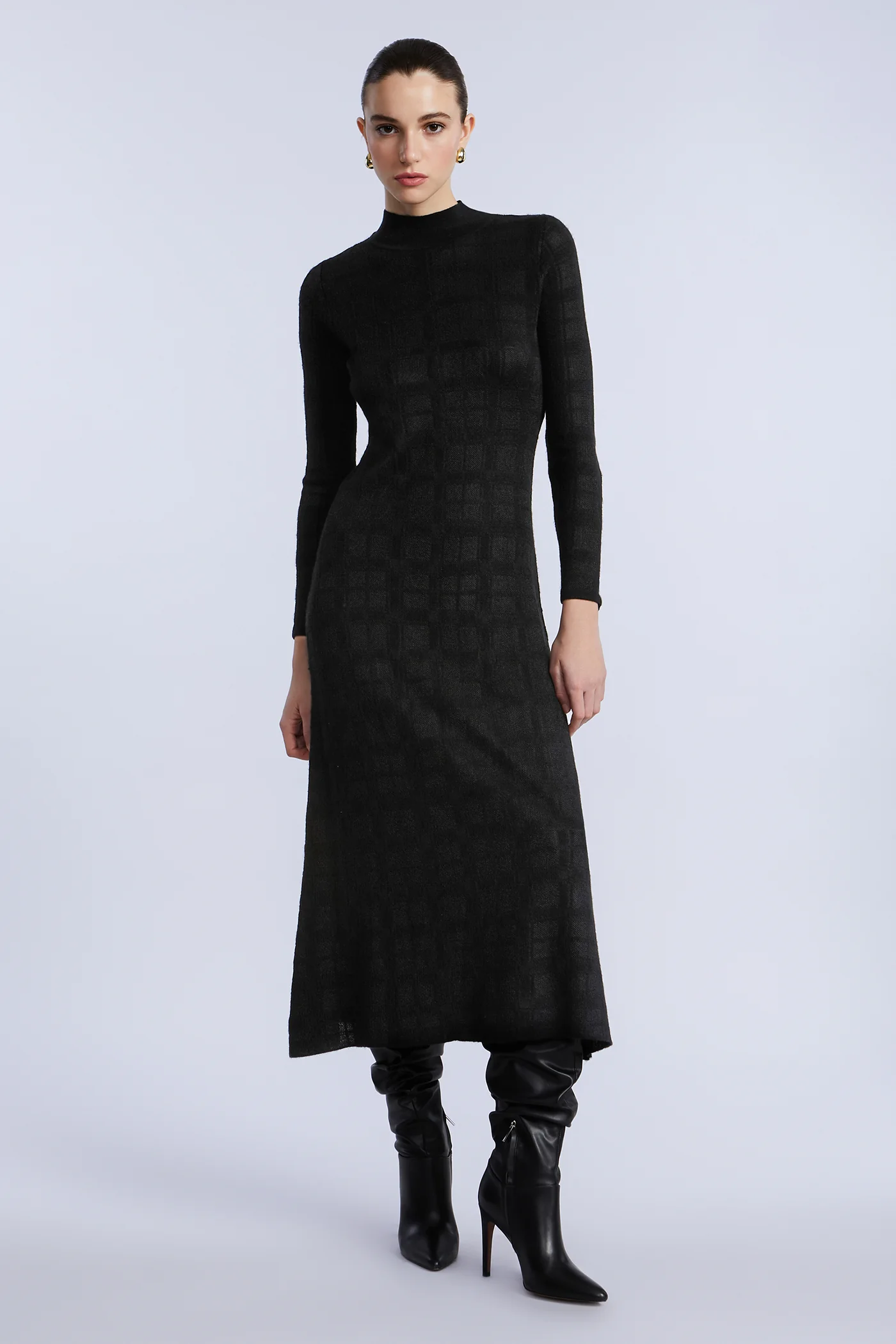 Turtleneck Openweave Dress - Builderot