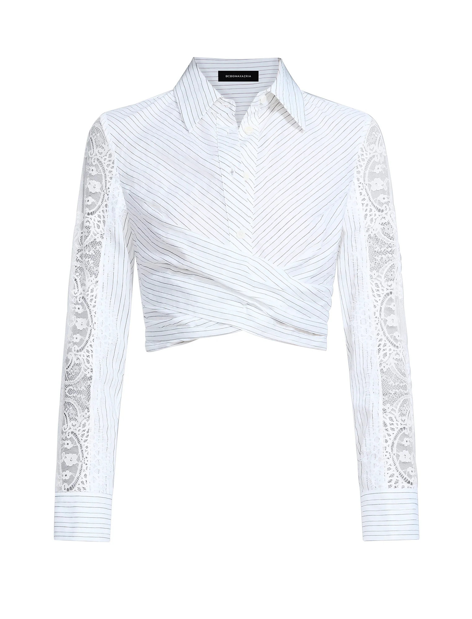 Lace Stripe Tie Back Top - Builderot