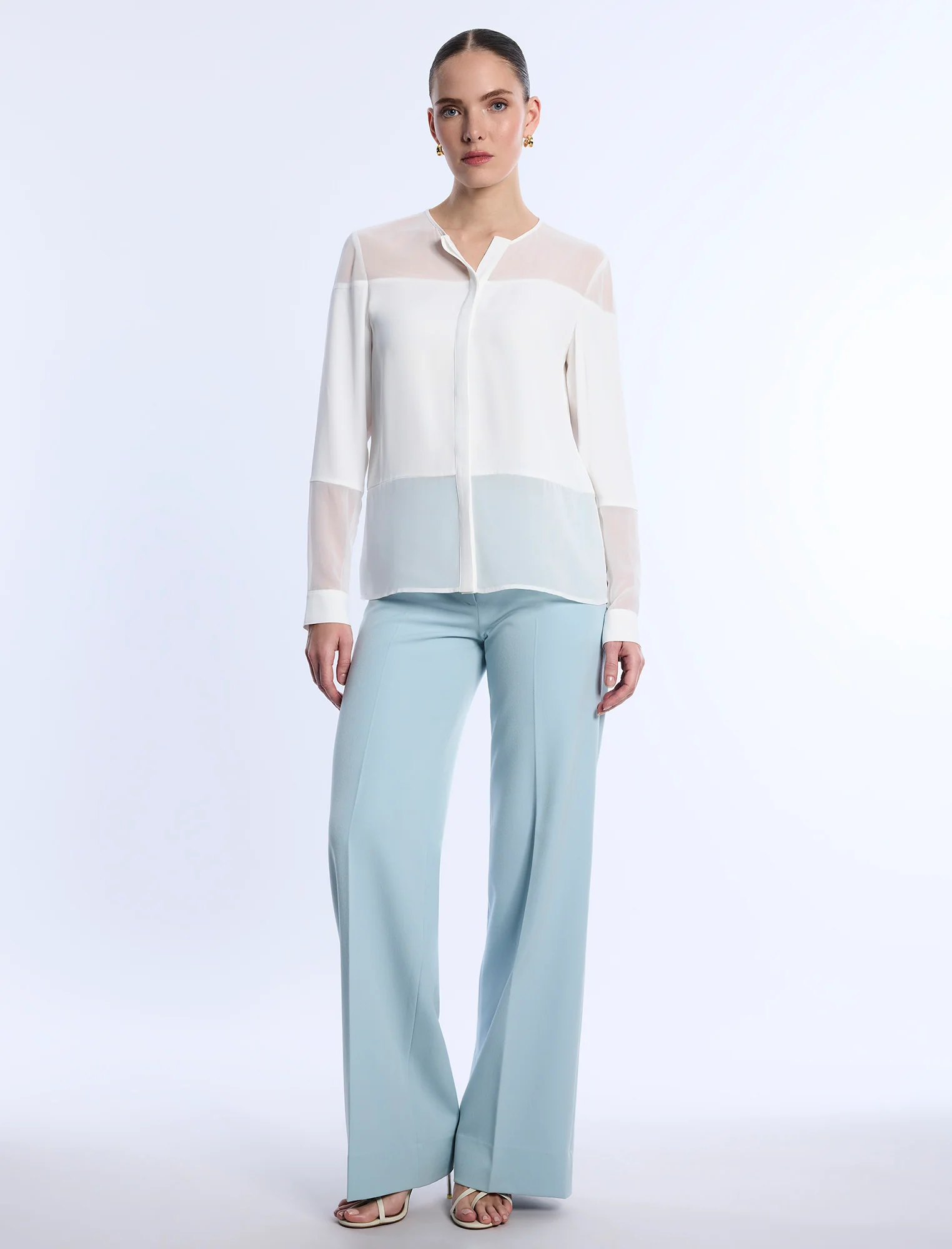 Sheer Panel Blouse - Builderot