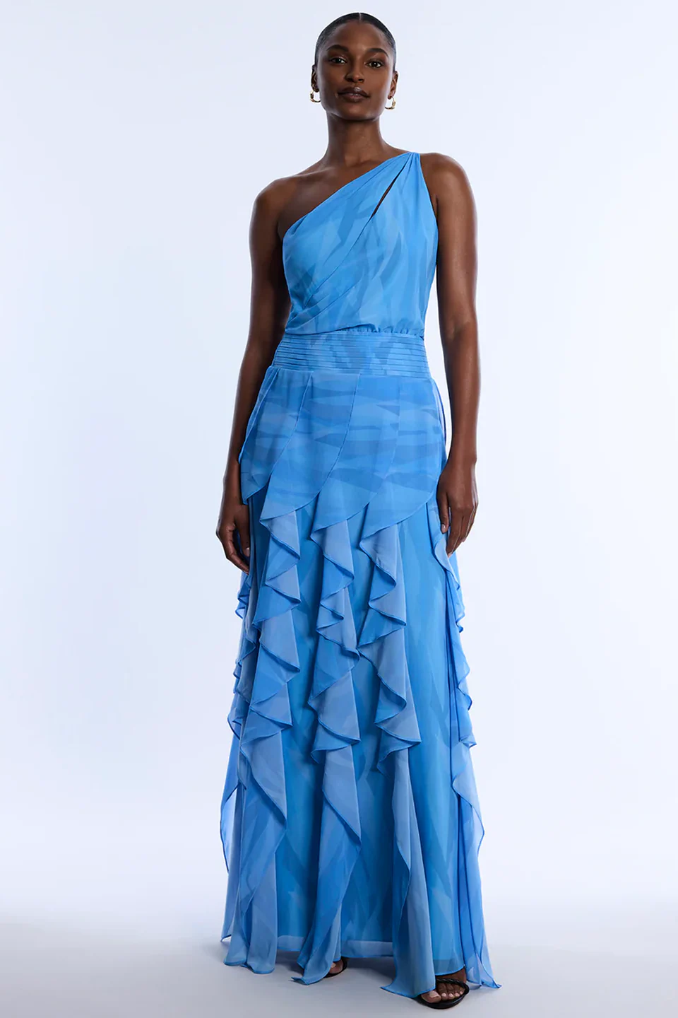 Printed One Shoulder Gown - Builderot