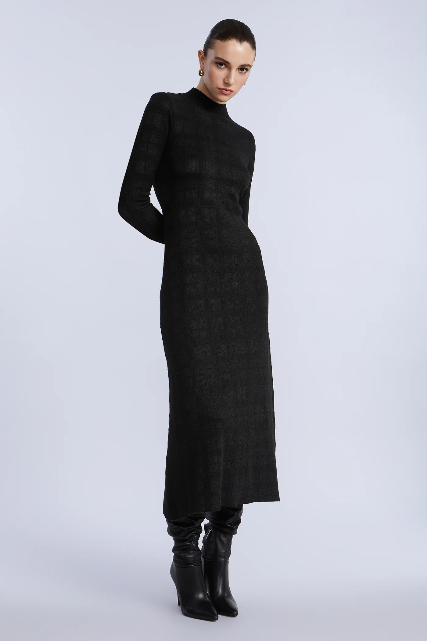 Turtleneck Openweave Dress - Builderot