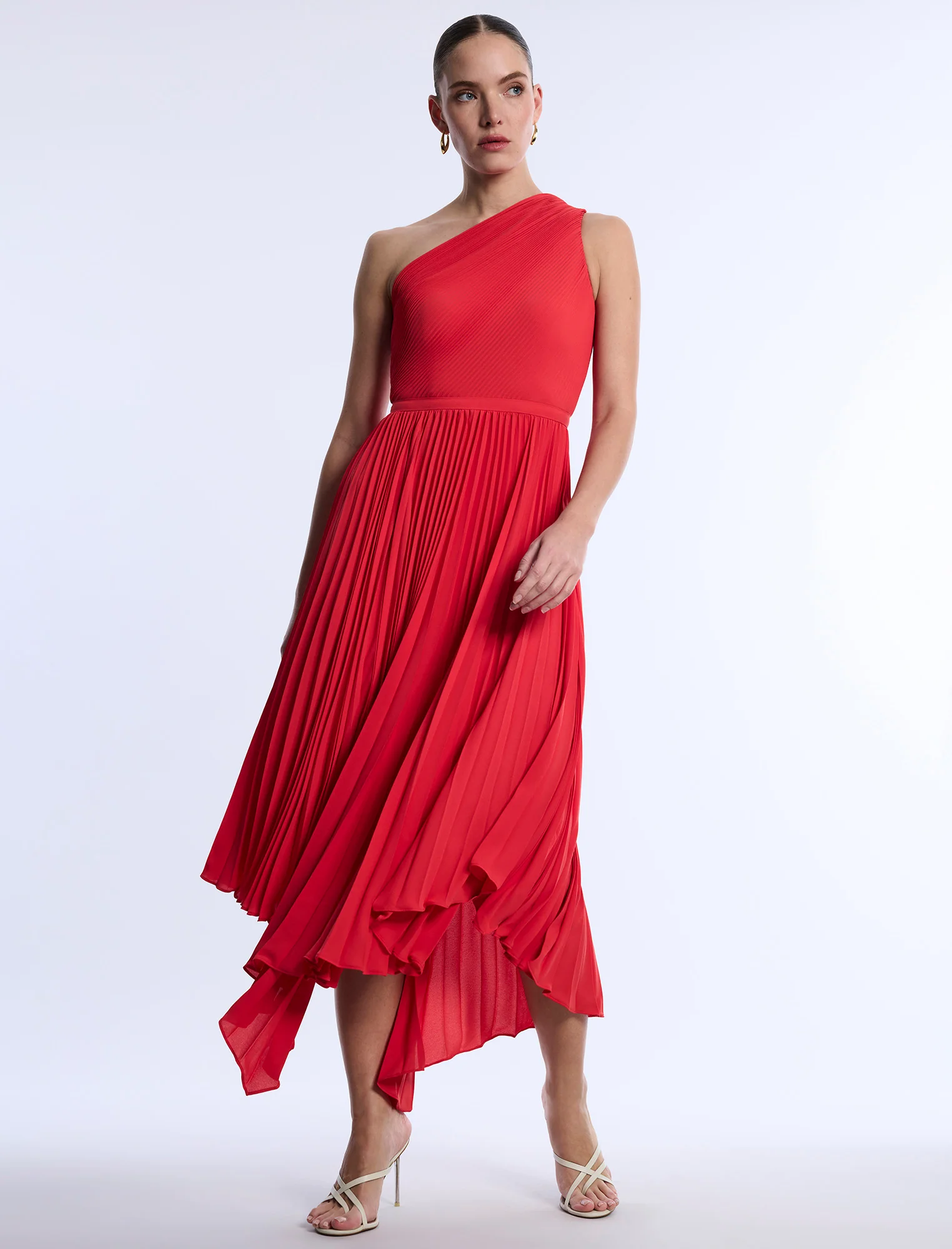 One Shoulder Pleated Dress - Builderot