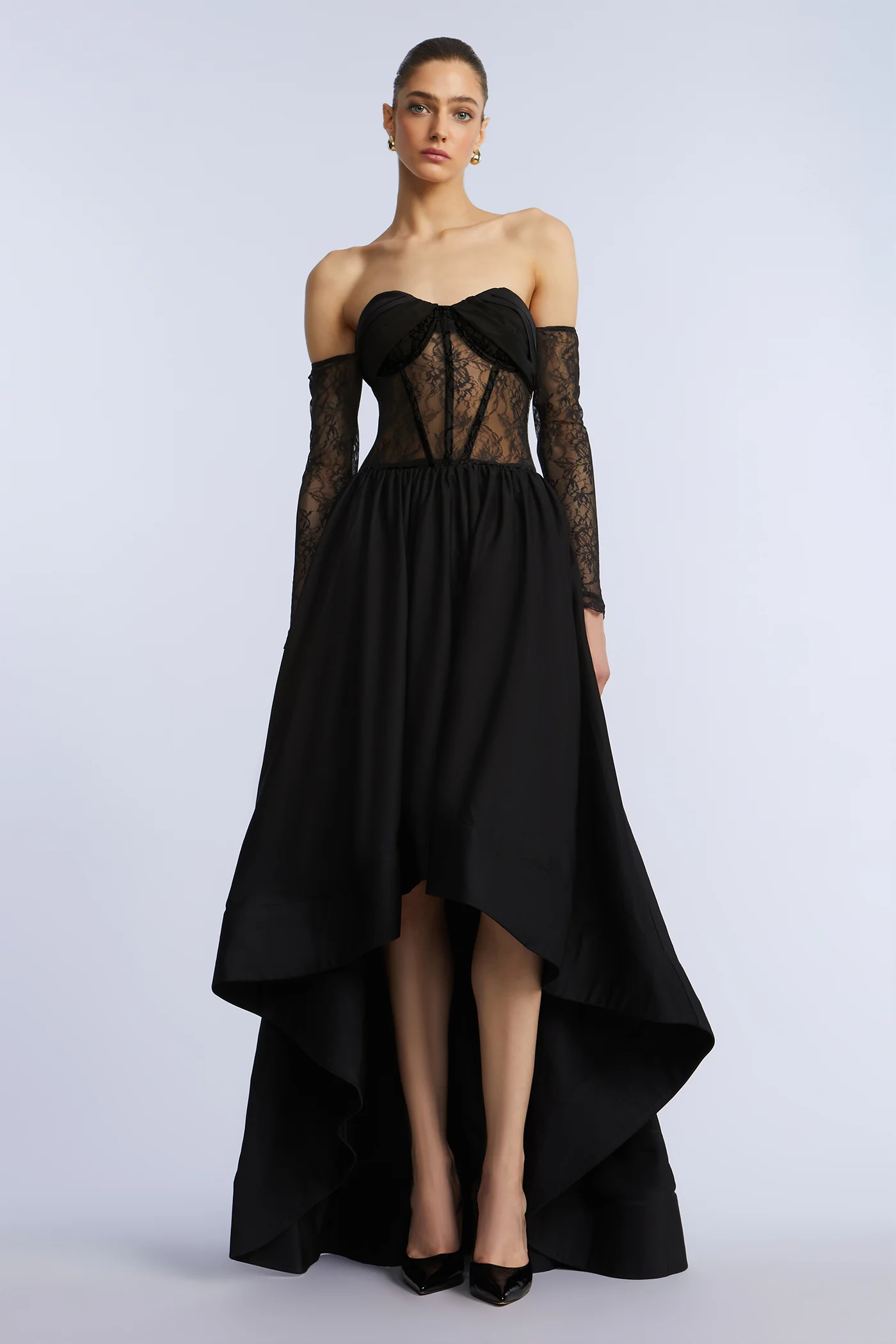 Lace Taffeta High-Low Gown - Builderot