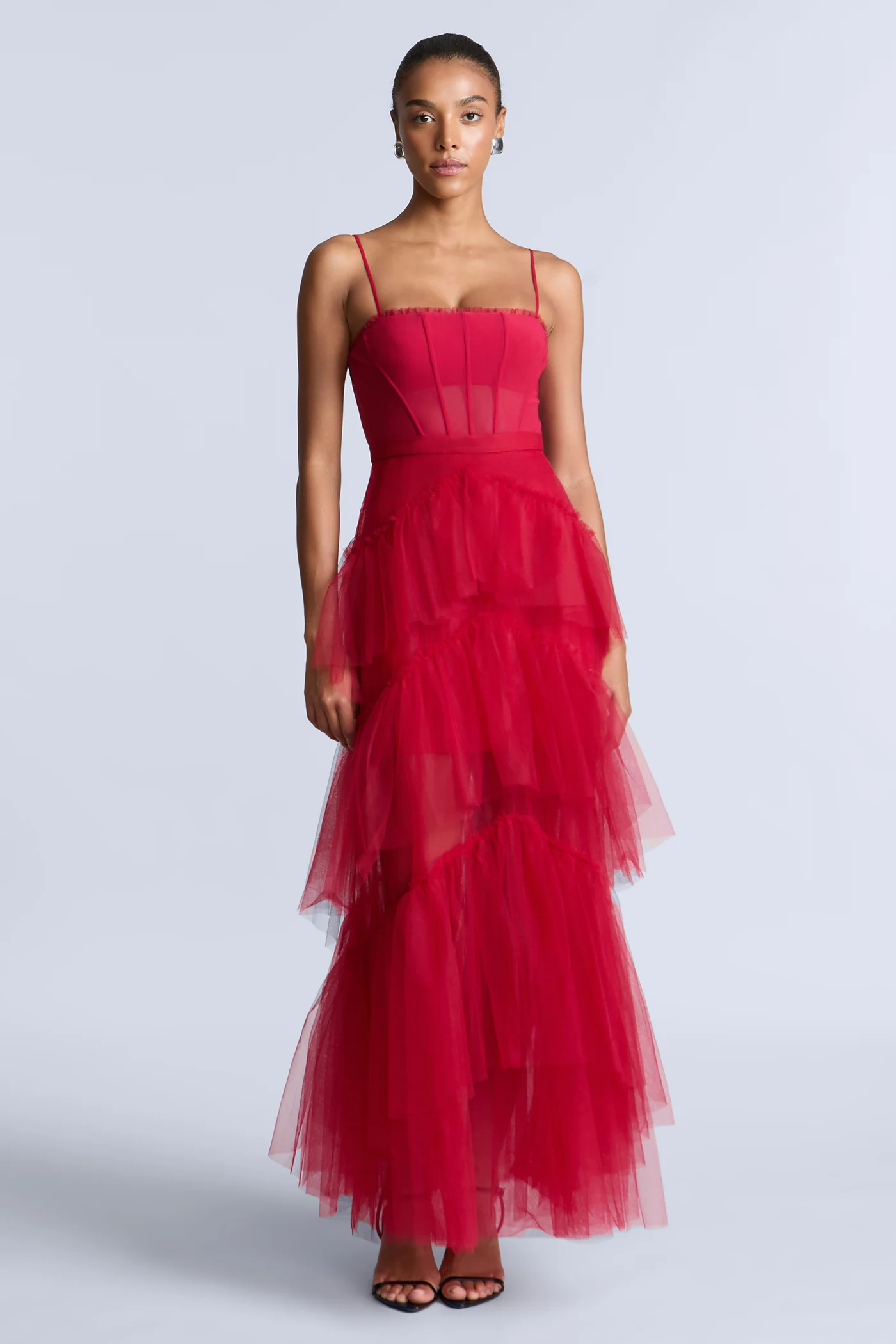 Oly Tiered Ruffle Tulle Evening - Builderot