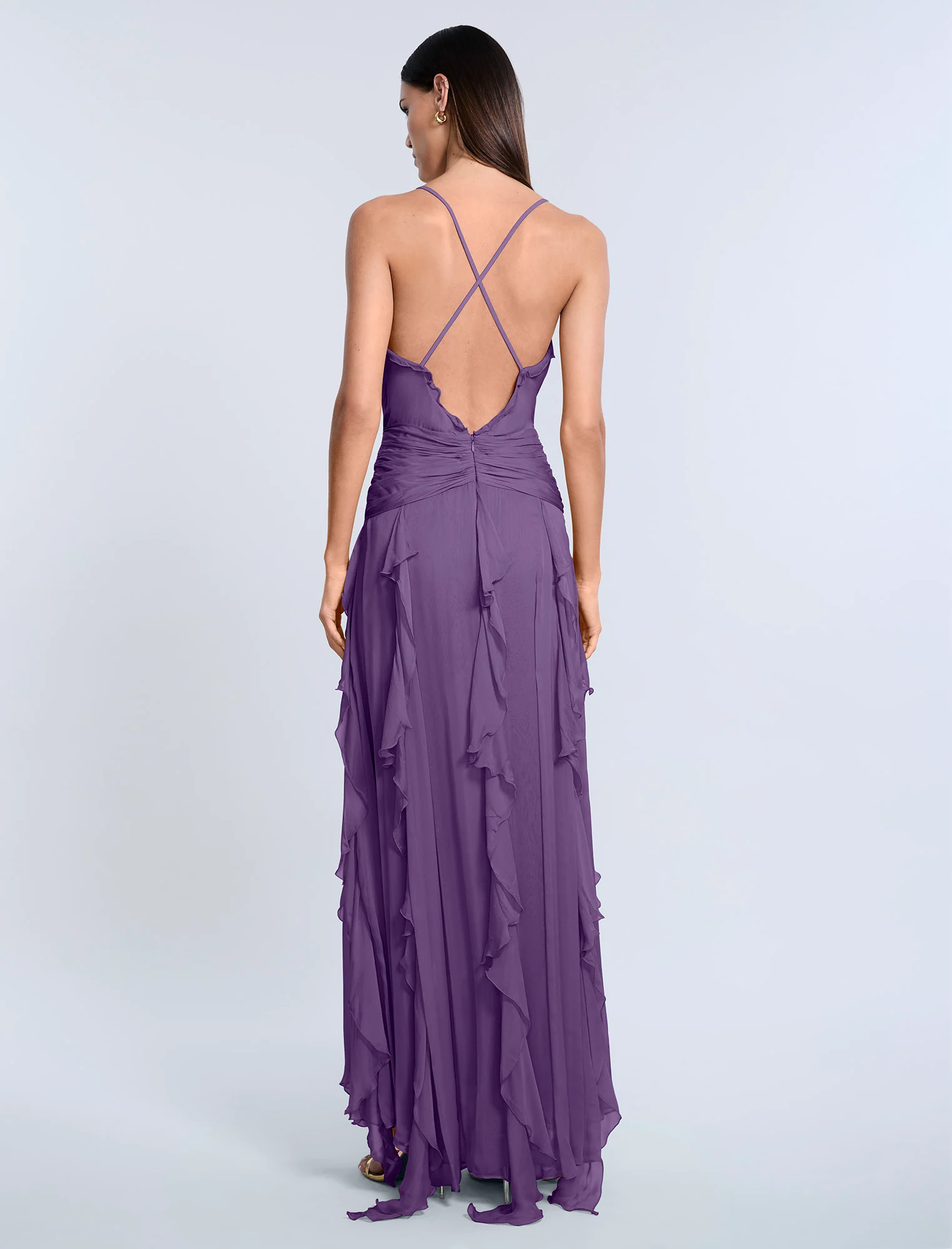 Ruffle Halter Chiffon Gown - Builderot