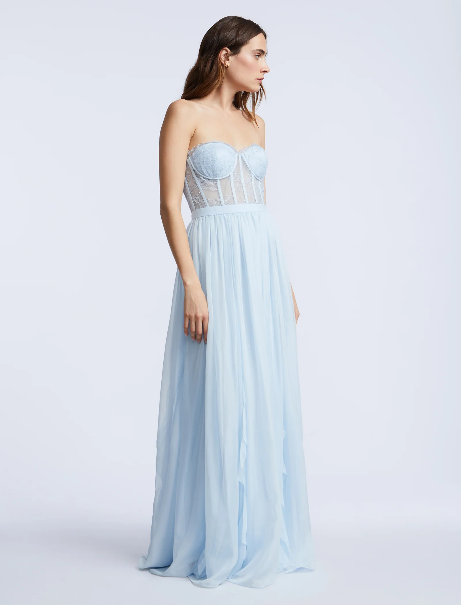 Lace Bodice Chiffon Rufle Gown - Builderot