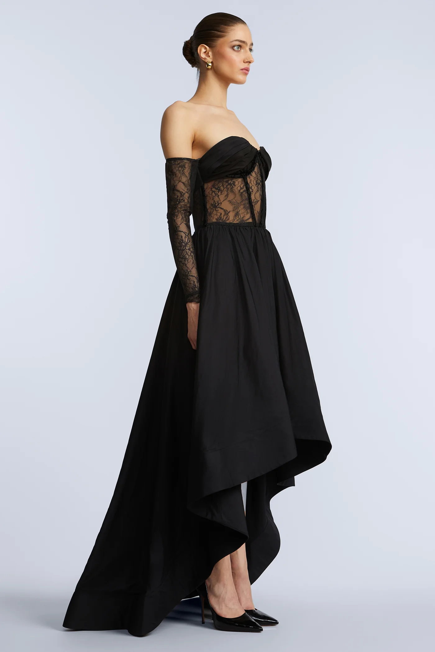 Lace Taffeta High-Low Gown - Builderot