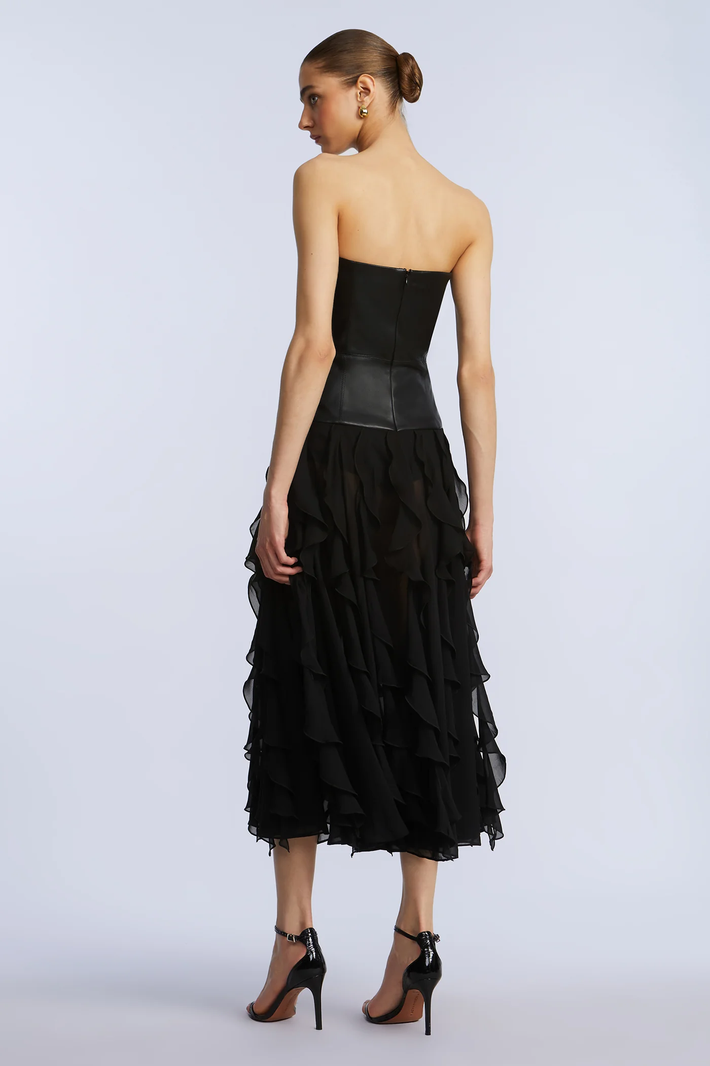 Leather Chiffon Dress - Builderot